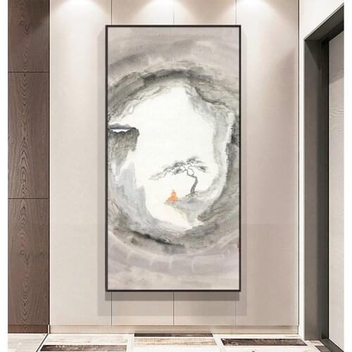Traditional Chinese Abstract Canvas Painting Landscape Mountain Print Poster Wall Art Picture For Porch Living Room Home Decor