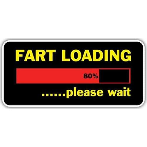 SZWL FUNNY Car Sticker Fart Loading Please Wait Logo Cartoon Decal Sunscreen Vinyl Accessories Decoration Graphics ,13cm*6cm
