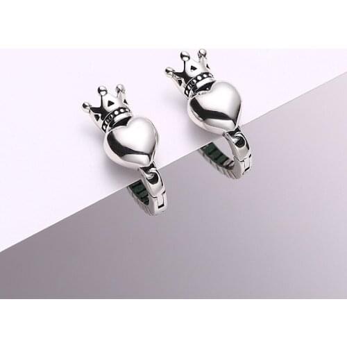 Love crown earrings 925 sterling silver female earrings trendy earrings temperament earrings retro winter new 2020 jewelry