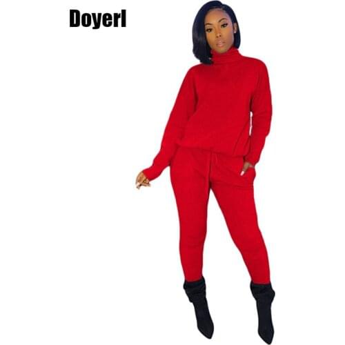 Two Piece Sweatsuit for Women Tracksuit 2 Piece Set Winter Turtleneck Streetwear 2 Two Piece Set Women Outfits Matching Sets