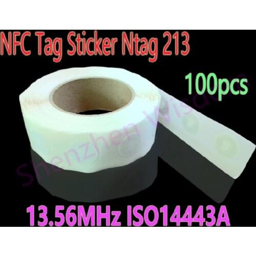 100pcs/Lot NFC Tag NFC Sticker Ntag213 ISO14443A 13.56MHz Universal Lable for all NFC enabled phones