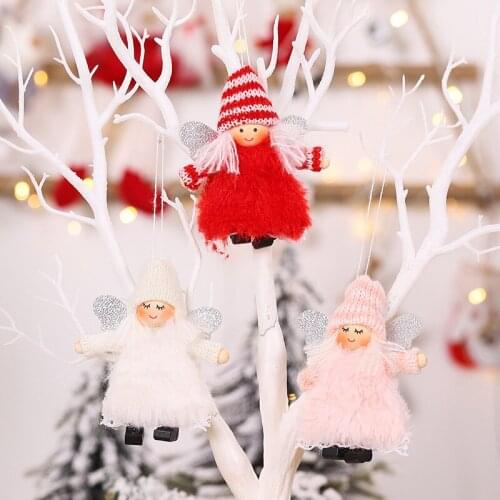 12*9cm Christmas Plush Angel Doll Pendant Creative Xmas Tree Ornament with Cartoon Wing