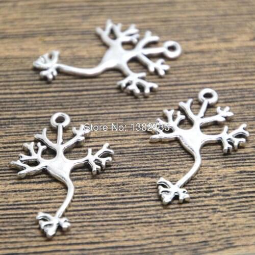 15pcs Neuron Charms Antique Silver Molecular charm Pendants 33x21mm