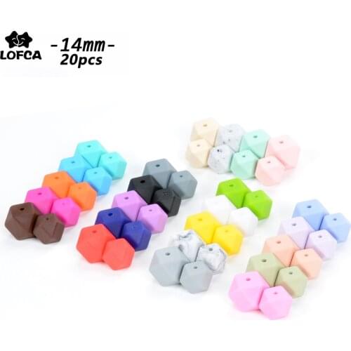 LOFCA 20PCS Silicone Beads 14mm Hexagon Mini Smaller Beads Teething Necklace Silicone Teething Beads For Baby Teether BPA Beads