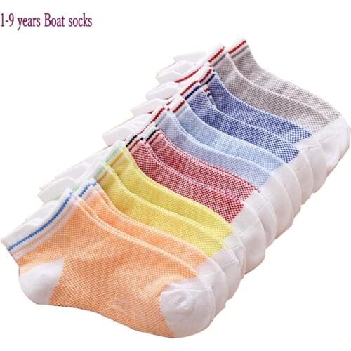 2019 Summer Cotton Mesh Boys Socks Kids Boat Socks For Girls 1-9 Year Children Socks 5 Pairs /lot
