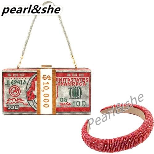 2021 Colorful Bling Bling Rhinestones Handbag and Headbands For Womens Luxury Shiny Padded Diamond Crystal Hair Bands Party