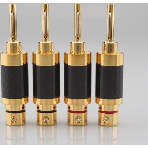 4 pcs VB602G Gold Plated Carbon Fiber Speaker Cable Wire Banana Plug Connector