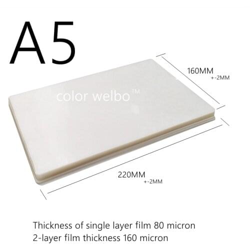 50 micron 20 sheets/pack A3A4 A6 4R 5R size hot Laminator film waterproof PVC PET laminating film