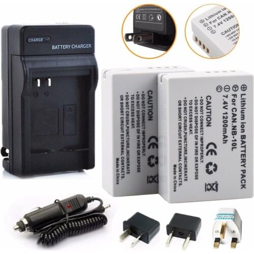 2Pcs Probty NB-10L NB10L NB 10L Battery + Charger for Canon PowerShot G15 G1X G16 SX50 SX40 G3X SX40HS SX50HS SX60HS Camera