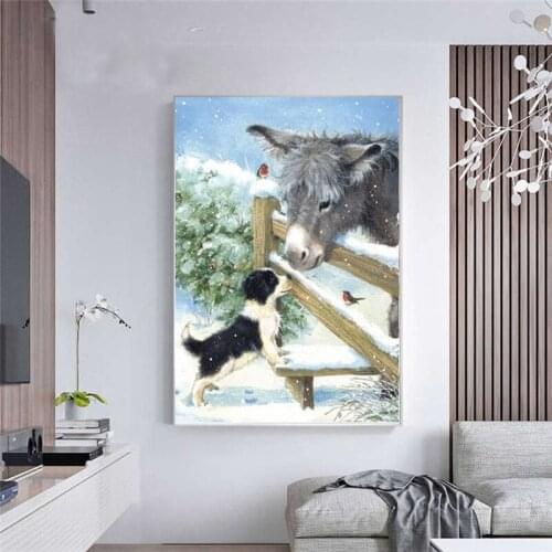 5D Diy Diamond Painting Animal Dog Donkey Cross Stitch Diamond Embroidery Animal Mosaic European Home Decoration Christmas Gift