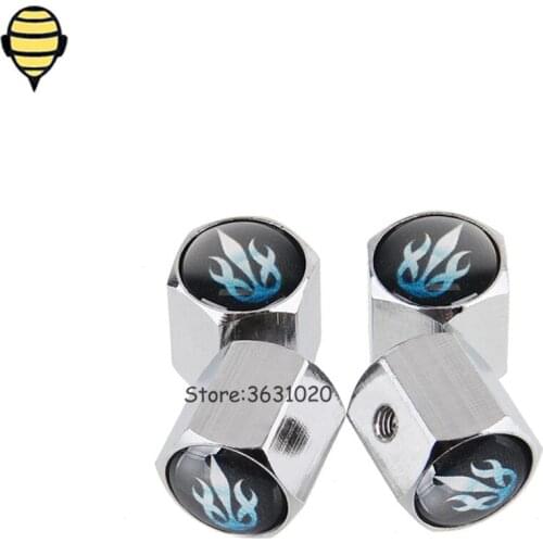 Car Accessories Auto Wheel Tire Valve Stem Caps for Flame logo For VW Tiguan Bora Ford Kawasaki Range Rover Skoda Nissan Dodge