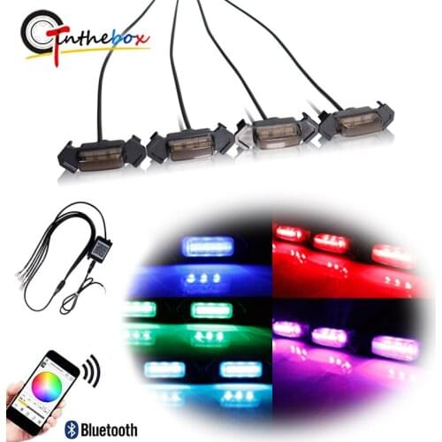 Bluetooth Wireless Remote Control RGB LED Light w/ Wiring Harness Mount Kit For 2016-2019 Toyota Tacoma w/TRD Pro Front Grille