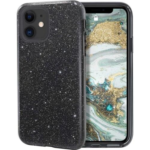 Glitter Case For iPhone 11 Pro Max 12 X R XR XS 8 Plus 7 6 6S SE 2020 Bling Sparkle Girl Women Luxury Brand Silicone Cover Black