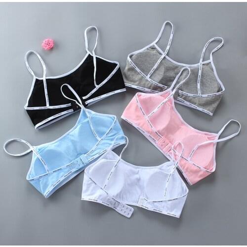 Bra Girl Vest Cotton Spandex with Letter Solid Color Girls Sport Underwear Racerback Training Bra Girls Underwear Breathable