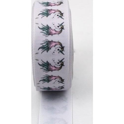 Cartoon grey unicorn printed grosgrain ribbon 9-75mm DIY handmade materials christmas wedding gift wrap tape ribbons