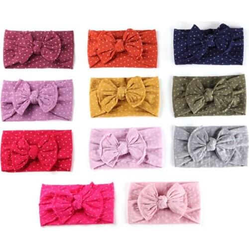 12 Colors Cotton Headband for Baby Girl Headwear with Hair Bows Children Soft Hair Accessories Infant Cute Dot Headbands 2020