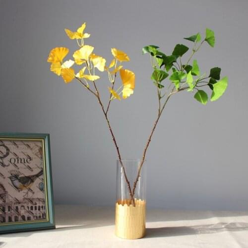 Artificial Plants Real Touch Ginkgo Biloba Leaves Tree Branch for Home Decoration