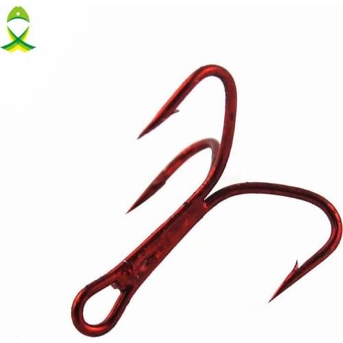 JSM 40pcs/lot High Carbon Steel Treble red Fishing Hooks Round Bent Triple hook for fishing lure tackle