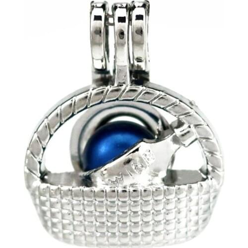 K949 5pcs/lot Silver Copper Red Wine Basket Beads Cage Pendant Locket Fairytale Party Essential Oil Diffuser