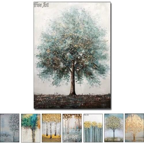 2020 New Colorful Abstract Tree Paintings Handmade Oil Painting Canvas Art Wall Pictures Handpainted Oil Paintings Living Room