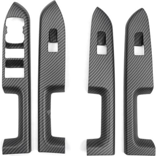 For Ford Bronco 2021 Car Door Window Lift Switch Cover Trim Frame Decorator Sticker Accessories, Carbon Fiber ABS