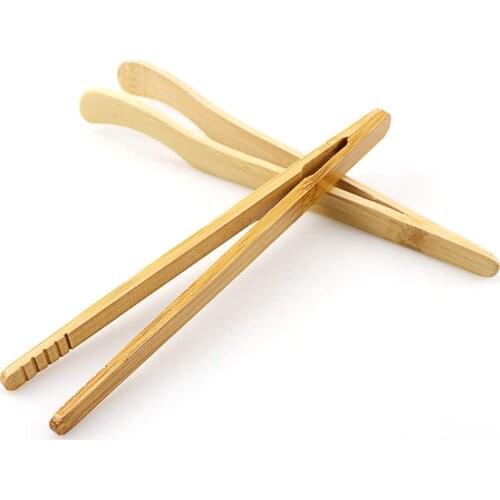 Reusable Bamboo Toast Tongs Kitchen Utensil Tea Tong for Fruits Toast Tea Bread Pickle Cooking Ultra Grip Wooden Toaster Tongs