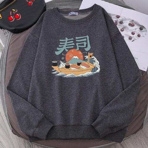 Japan Sushi Comics Prints Clothing Mens Hip Hop Crewneck Sweatshirts Comics Fleece Menswear Autumn Loose Hoodys Fashion Hoody