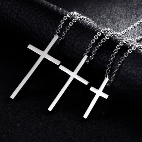3 Size Hot Sale Men Link Chain Necklaces Pendant Cross Solid Color Male Female Choker Jewelry Gift