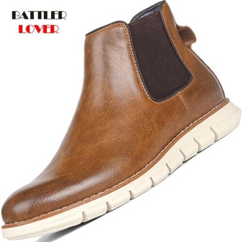 High Quality Leather Men Boots Autumn and Winter Plus Velvet Shoes for Male Elegent Genuine Leather Botas