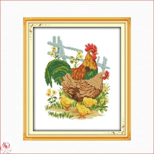 A Chicken Cross stitch Kit DIY Animal Pattern Embroidery Kit 14CT 11CT Needlework Sewing Kit Home Decoration Painting Crafts