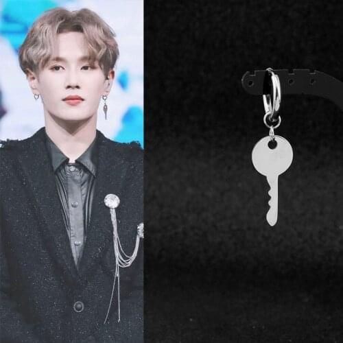 New Korea Guys KPOP Hip Hop Stainless Steel Key Stud Earring Personality Harajuku Ear Clip Grunge Punk Women Men Simple Earring