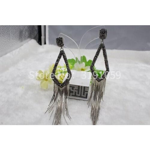New crystal tassel earrings with female long style Bohemian national wind earrings