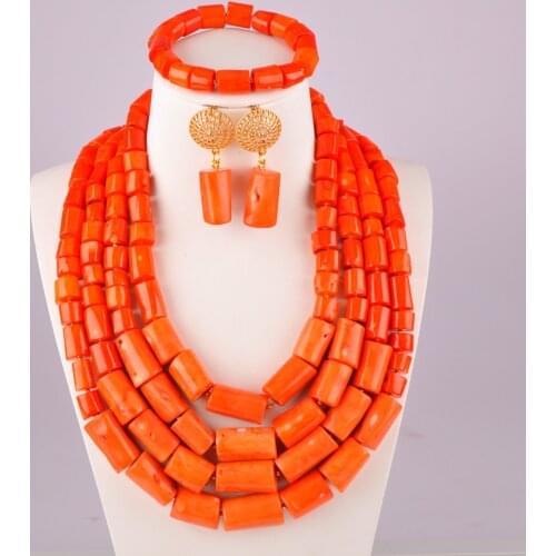 Orange coral beads african coral beads set jewelry necklace nigerian wedding coral necklace jewelry set for women
