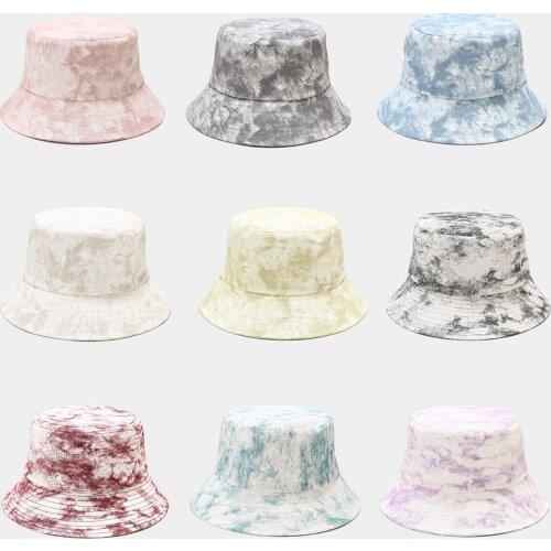 2021 New Tie-dye Fisherman Hat Men Gradient Color Bucket Hat Women Outdoor Hiking Hat Sun Protection Hat Unisex Panama Bob Cap
