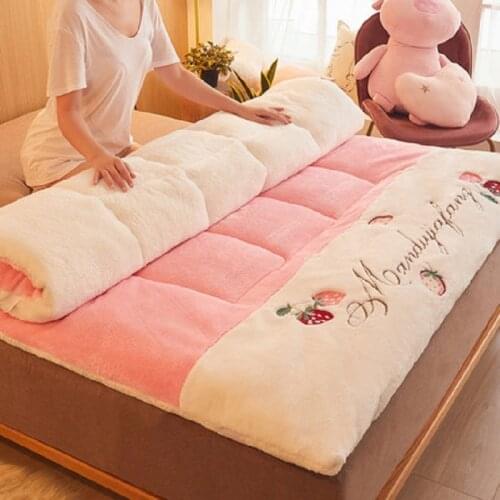 Suitable for winter use Mattress Thickening Coral velvet Soft Super Warm Tatami Fleece Cushion Dormitory Hotel Winter Bed Mat