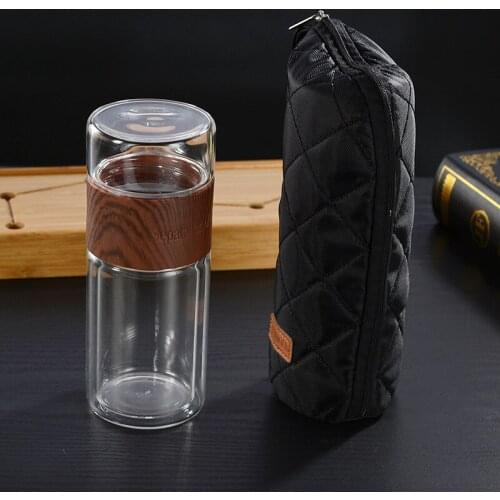 Portable tea set Teaware Glass Water Bottle Double layer Heat-resistant Tea Cup with Filter Travel Drinkware With Carring Bag