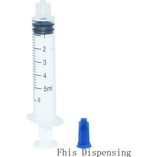 Dispensing Syringes 5cc 5ml Plastic with Tip Sky Blue Cap Pack of 100