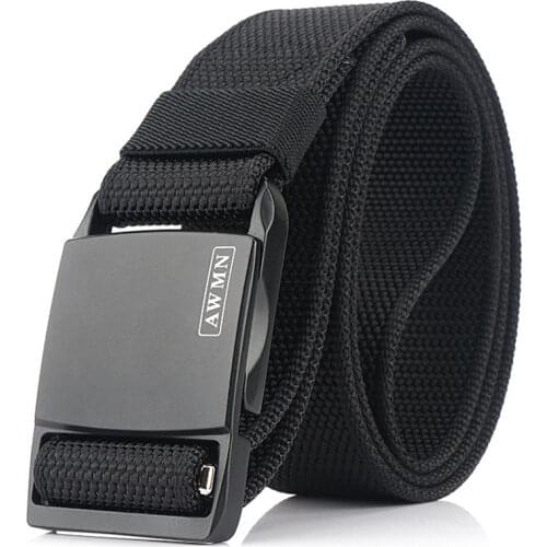 New Belt For Men Zinc Alloy Magnetic Buckle Casual Trousers Belts Outdoor Training Adjustable Canvas Tactical Belt Fast Shipping