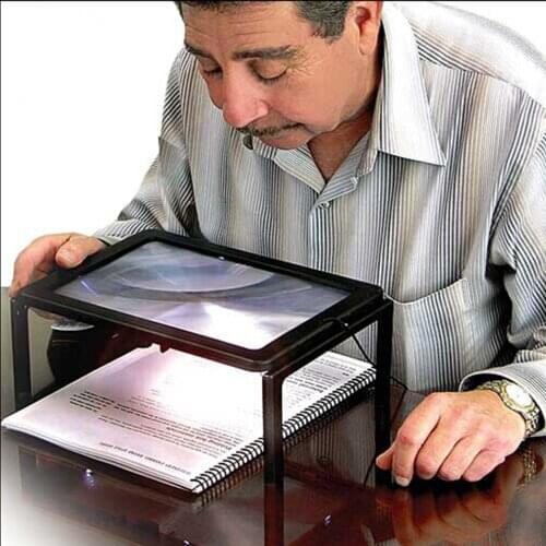 A4 Full Page Large 3X Table Hands Free Desk Foldable Magnifying Glass Magnifier for Reading Sewing Knitting Reading Glass