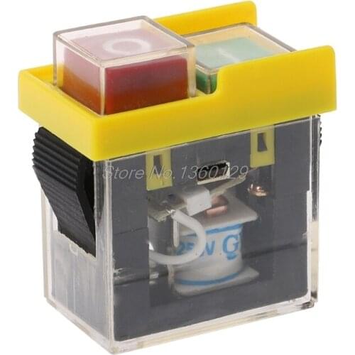 AC 250V 6A Waterproof Pushbutton Machine Saw Cutter Drill On Off Switches Control Box Switches Electromagnetic Switch KJD6 5e4