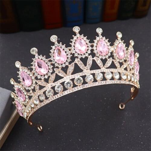 Rose Gold Color Bridal Tiara Crown Wedding Bride Hair Accessories For Women Headpiece Fashion Girls Head Jewelry Accessories