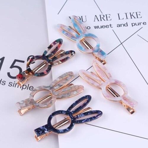 New Women Girls Cute Colorful Acetate Rabbit Shape Hair Clip Lovely Headwear Headband Hairpin Barrettes Fashion Hair Accessories
