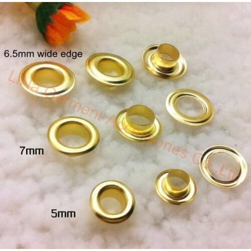 Gold color 5mm Eyelets for Apparel and Scrapbook brass metal eyelets for garment bags wallet etc accessories CPAM Shipping