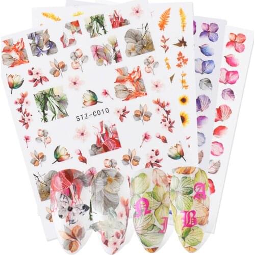 1 Sheet Dry Flower Lavender Nail Stickers Nail Decals 3D Dried Flower Leaf Slider Nail Decoration Manicure Adhesive Tattoo