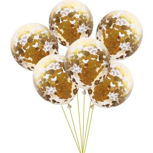 10pcs Birthday 12-Inch Confetti Balloons Latex Sequined Transparent Colorful Party Decoration