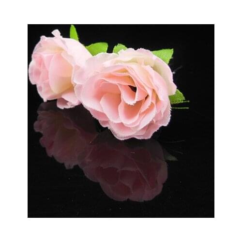 100 Pcs 2015 NEW Free Shipping Bridal Floral Pink Flower Bun Prom Wedding Lot Hair Pins Hair Clips Headband