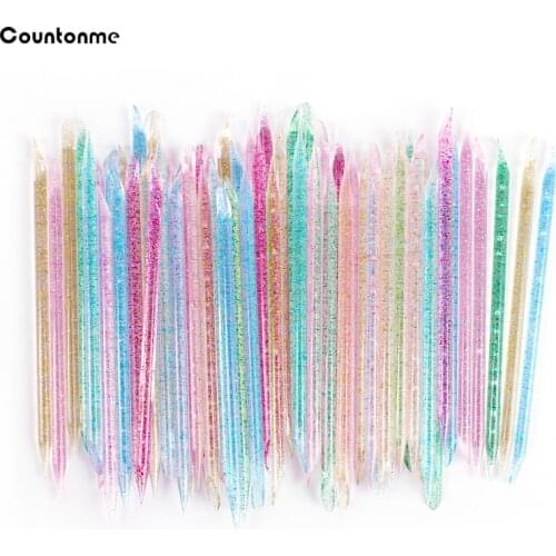 25/50/100Pcs Dual-end Cuticle Pusher Crystal Sticks Colorful Dead Skin Remover Rhinestone Sticker Picker Manicure Care Tools