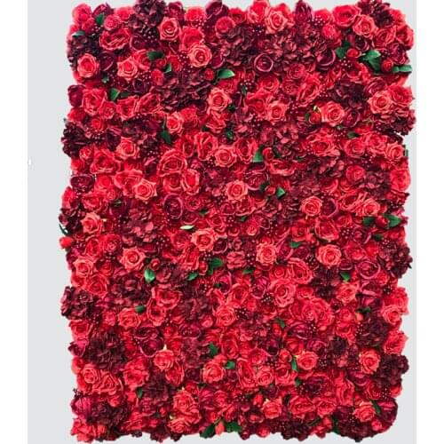3D DIY Artificial Flowers Wall And Fake Flower Row Use Red Rose And Hydrangeas For Wedding Background Decoration