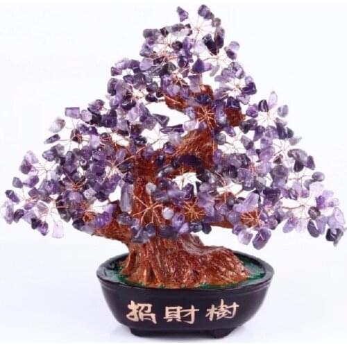 5-6 inches Various natural quartz crystal fortune tree family decorations reiki healing chakras Christmas gifts