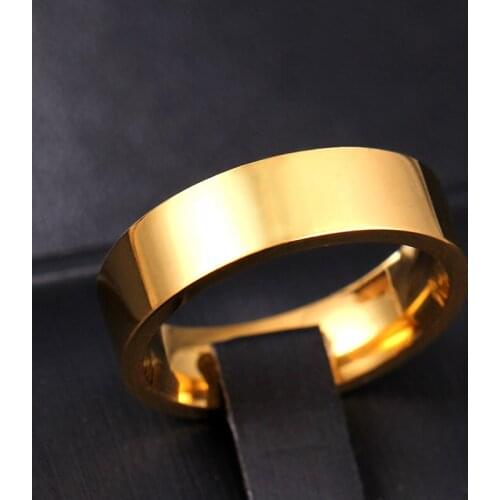 6MM Titanium Band Brushed Wedding 18KGP Stainless Steel Solid Ring Men Women Personalized Ring Customize Ring Engraved Ring